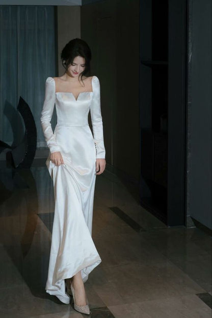 A line White Evening Dresses For Girls Fashion Formal Gown