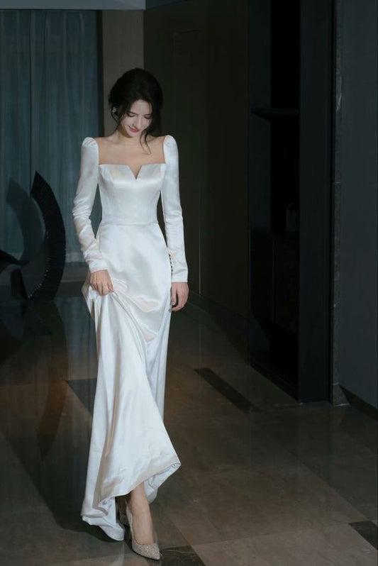 A line White Evening Dresses For Girls Fashion Formal Gown