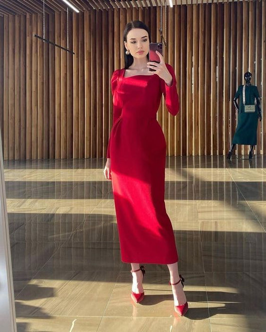 Red Prom Gowns Lady Fashion Party Dress