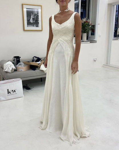 A Line Ivory Wedding Dress Princess Bridal Gown        S6963