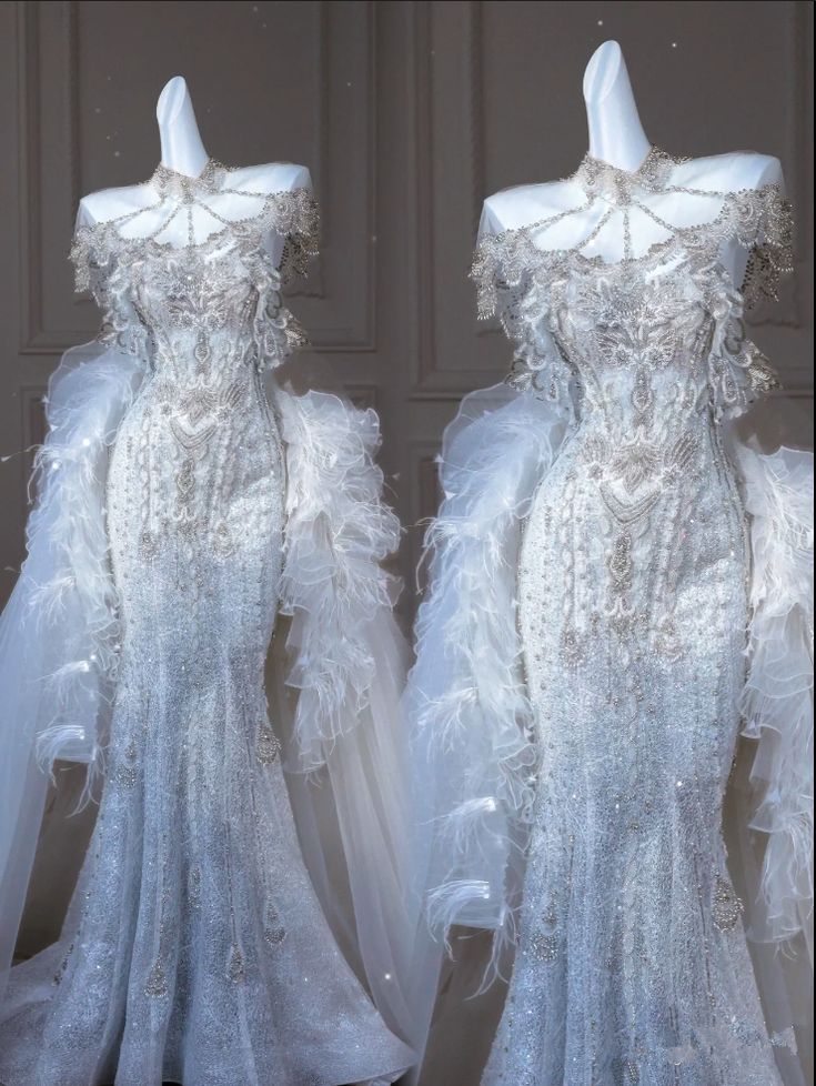Elegant Mermaid Sweetheart Tulle Lace Long Wedding Dresses     S7258