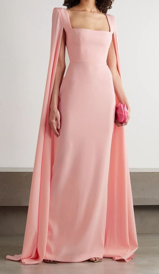 Women s Square Neck Evening Dress Long Sleeve New Fashion Gown