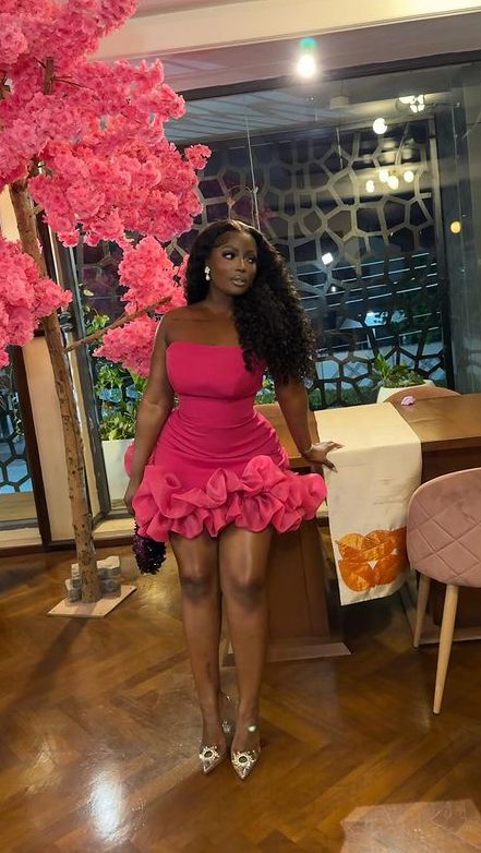 Strapless cocktail dress short prom dress with ruffles below birthday party summer formal gown