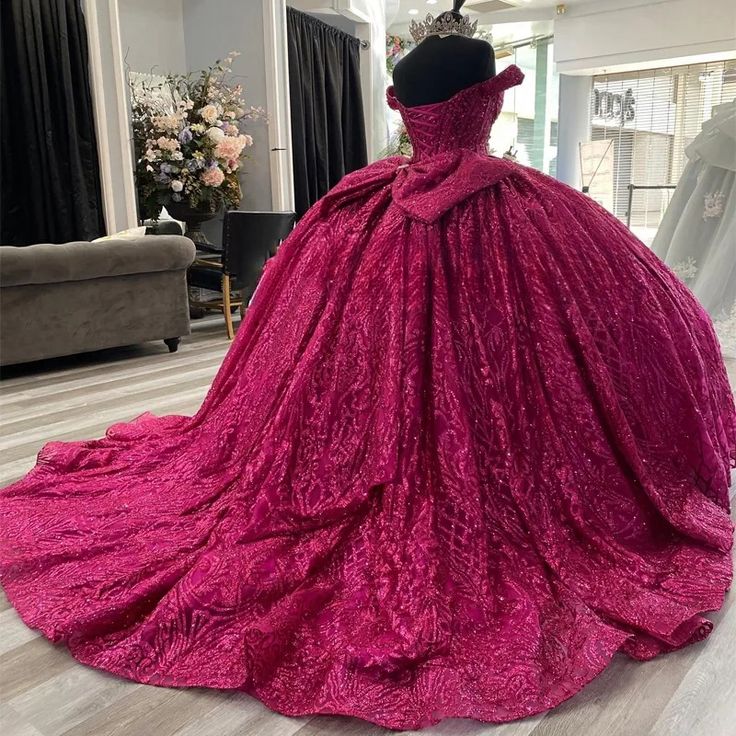Sparkly Quinceanera Dress Off Shoulder A Line Birthday Party Princess Ball Gown