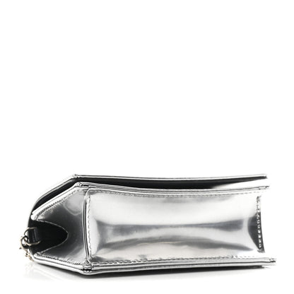 Metallic Patent Micro-Cannage Baby Diorama Flap Bag Silver