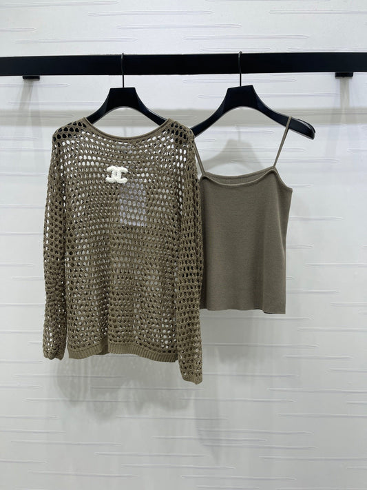 Chanel 2026 Two-piece Layered Knit Long-sleeved Set Wool