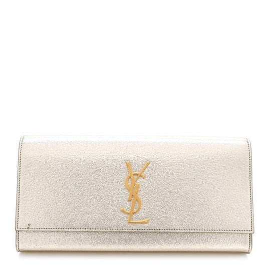 Metallic Textured Calfskin Classic Monogram Cassandre Clutch Pale Gold
