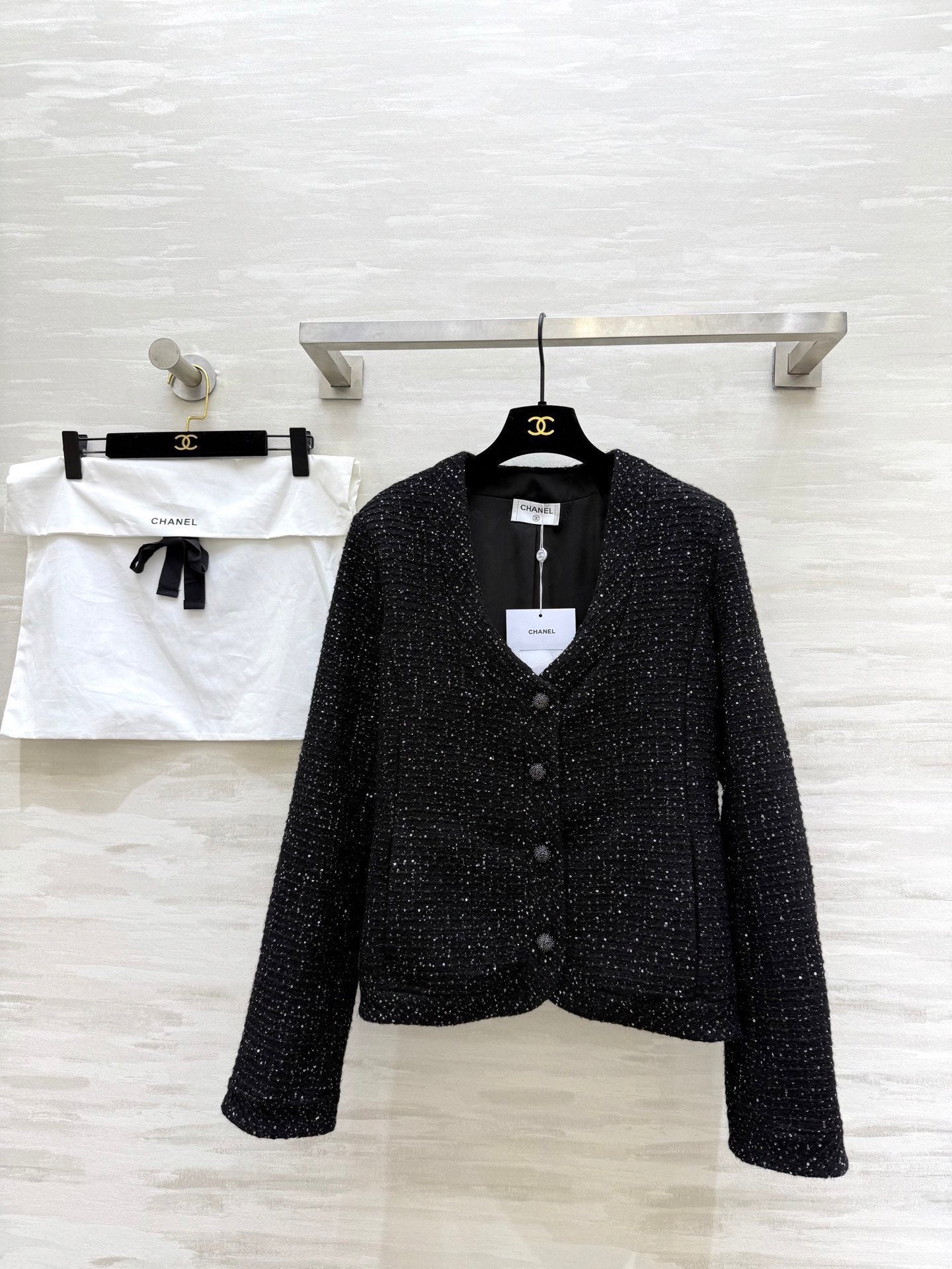 CC 26s Jacket Black Sparkling Sequined Tweed 352318