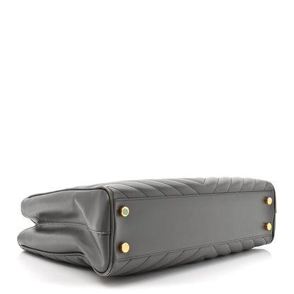Grain De Poudre Matelasse Chevron Monogram Shopping Bag Fog