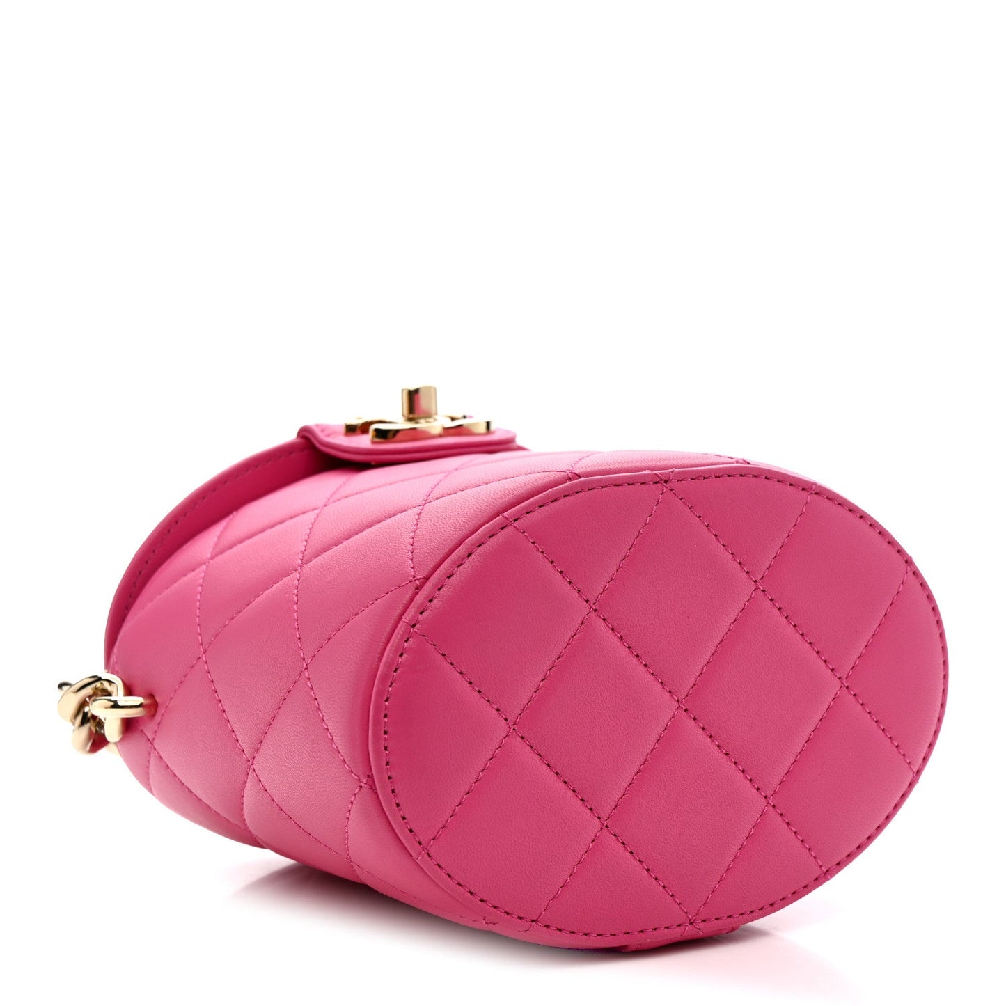 Lambskin Resin Elegant Chain Vanity Case Dark Pink