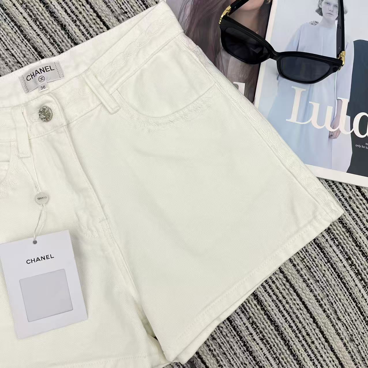 CC Denim Short Pants White Jeans 349028