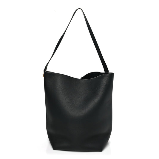 Grained Calfskin Medium N/S Hook Tote Black