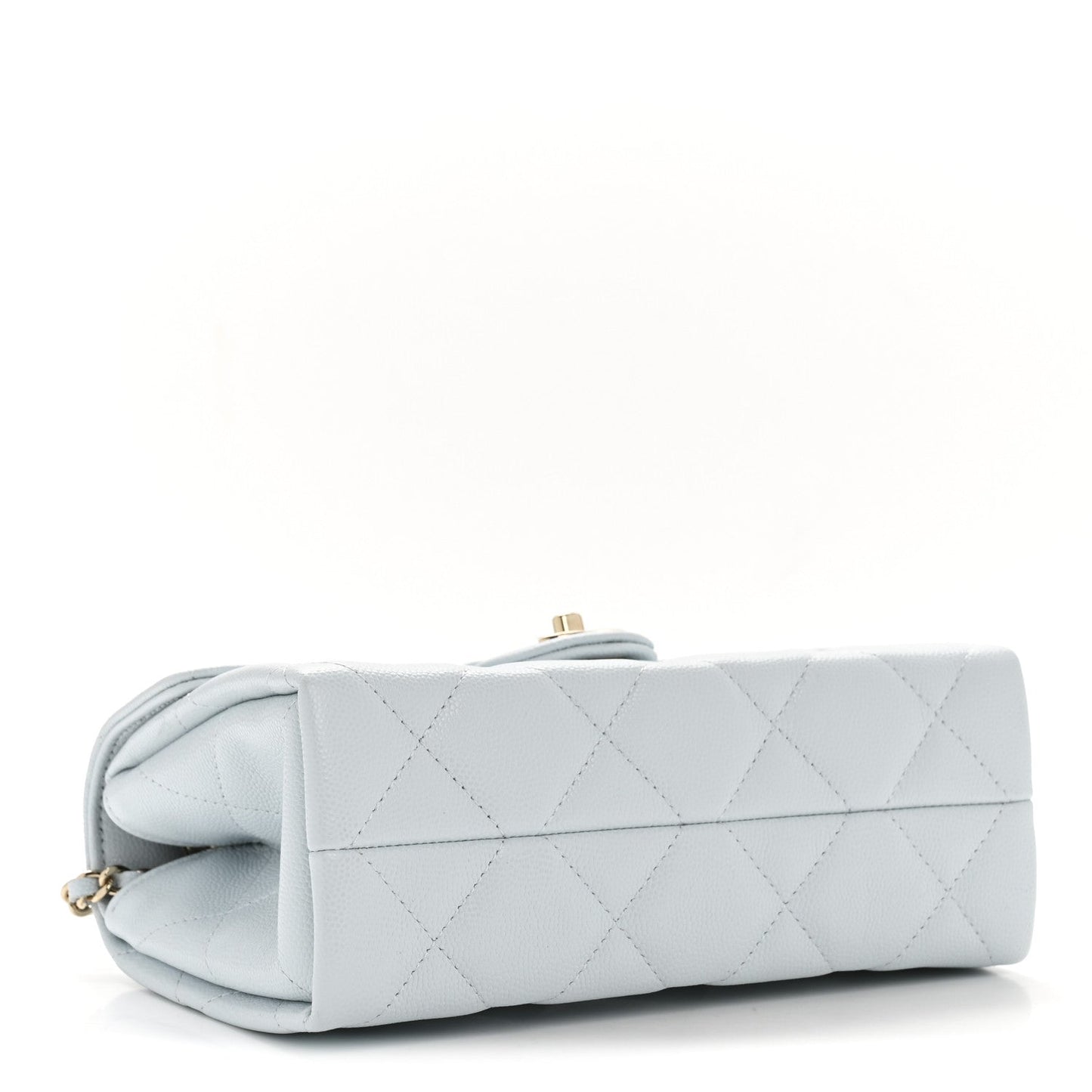 Caviar Quilted Mini Retro Twist Top Handle Flap Light Blue