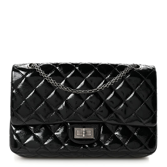 Distressed Patent Quilted 2.55 Reissue 227 Flap Black