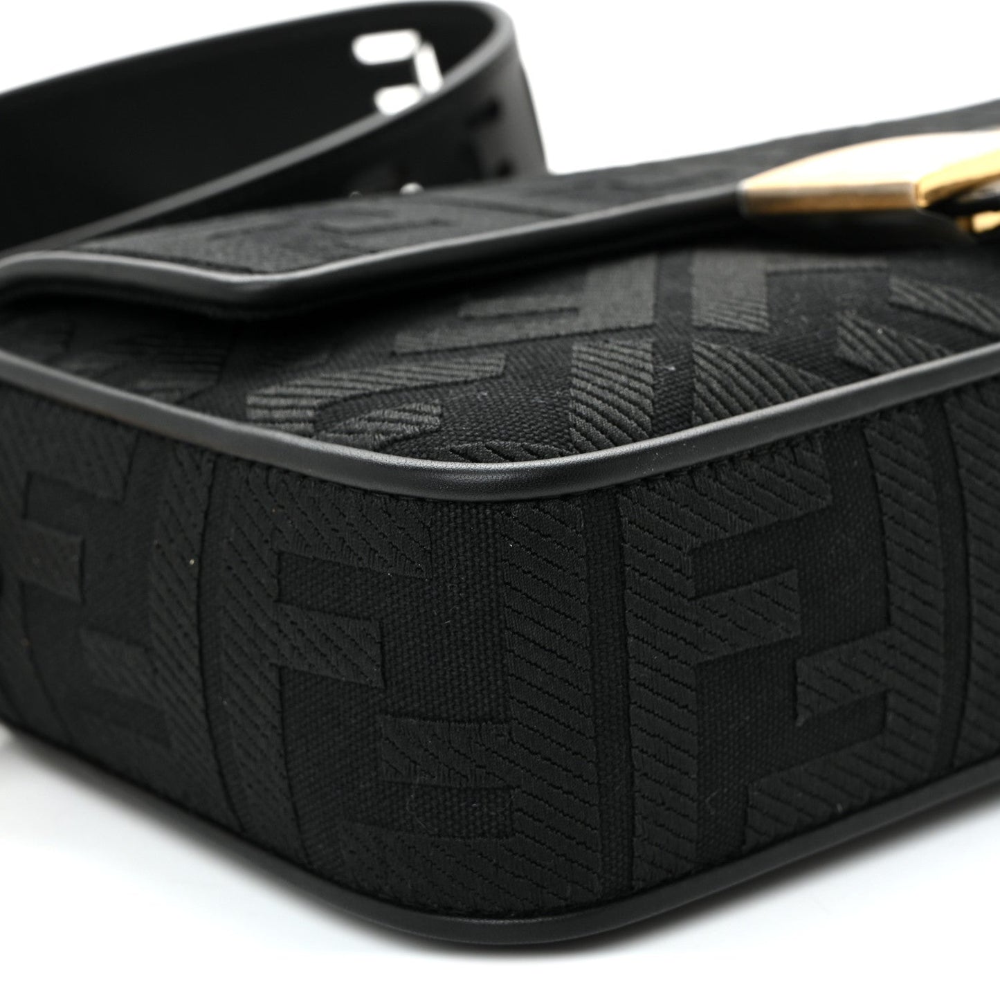 Canvas Vitello King Extra Strap FF Embroidered Baguette Black