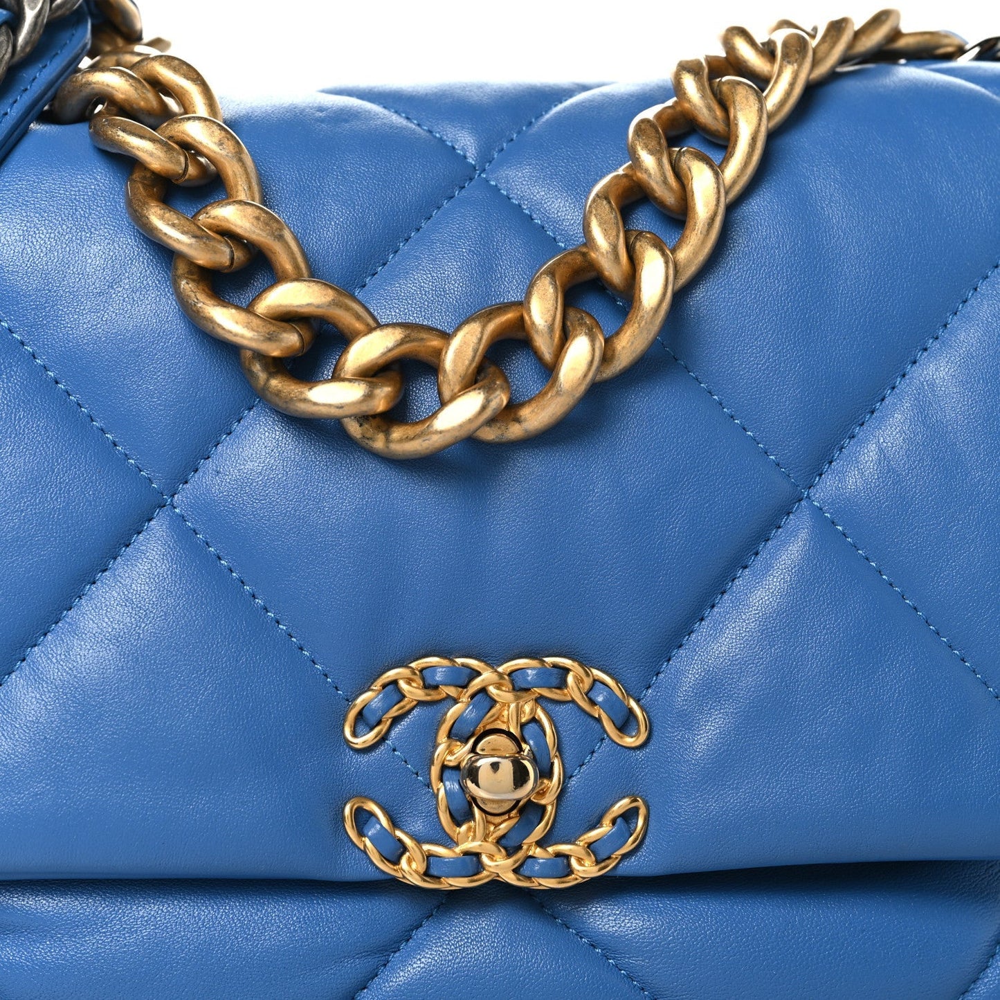 Lambskin Quilted Large Chanel 19 Flap Blue