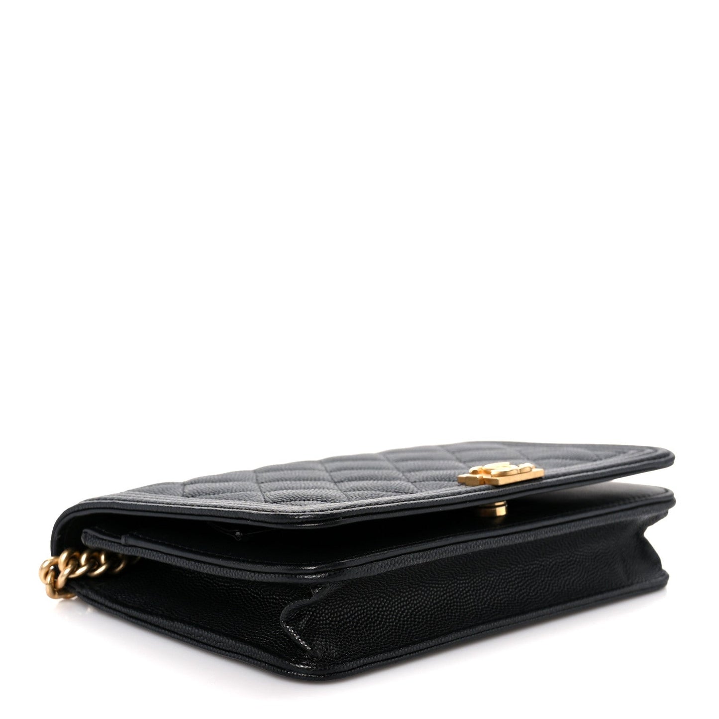 Caviar Quilted Boy Wallet On Chain WOC Black