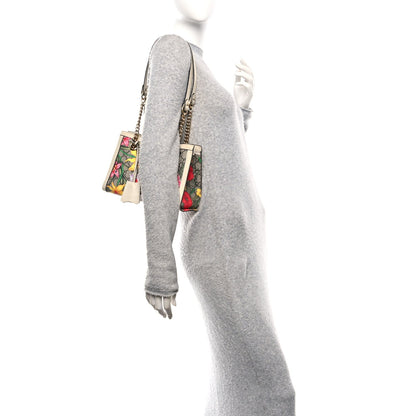 GG Supreme Monogram Flora Textured Calfskin Small Padlock Tote Beige Ebony Multicolor Mystic White