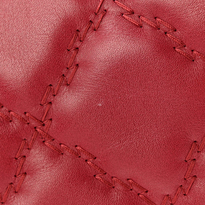 Calfskin Quilted Double Stitch Hamptons Clutch with Chain Red