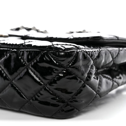 Patent Quilted Medium Double Flap Black