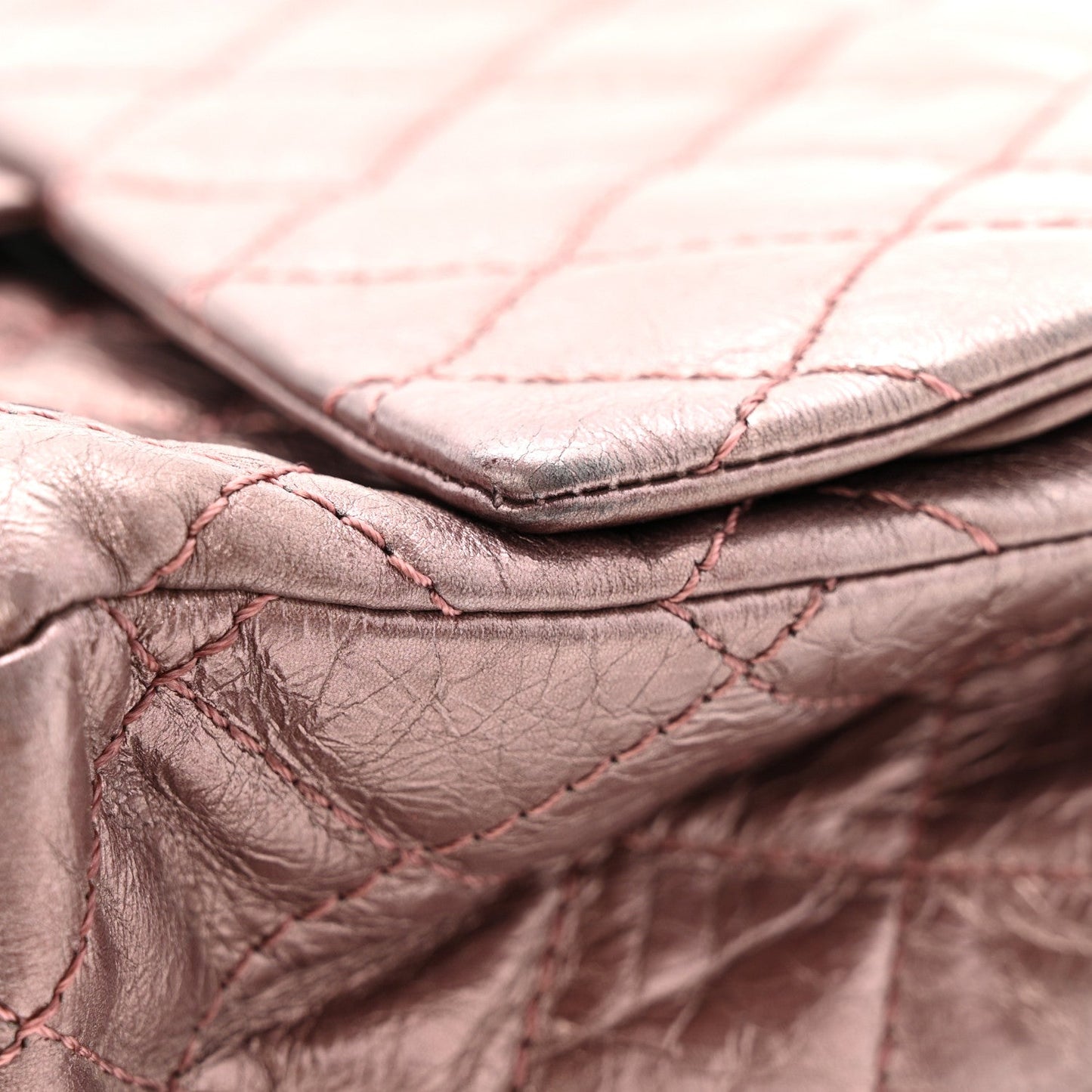 Metallic Aged Calfskin Quilted 2.55 Reissue 226 Flap Rose Fonce