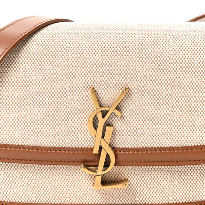 Canvas Calfskin Small Solferino Satchel Beige Brick