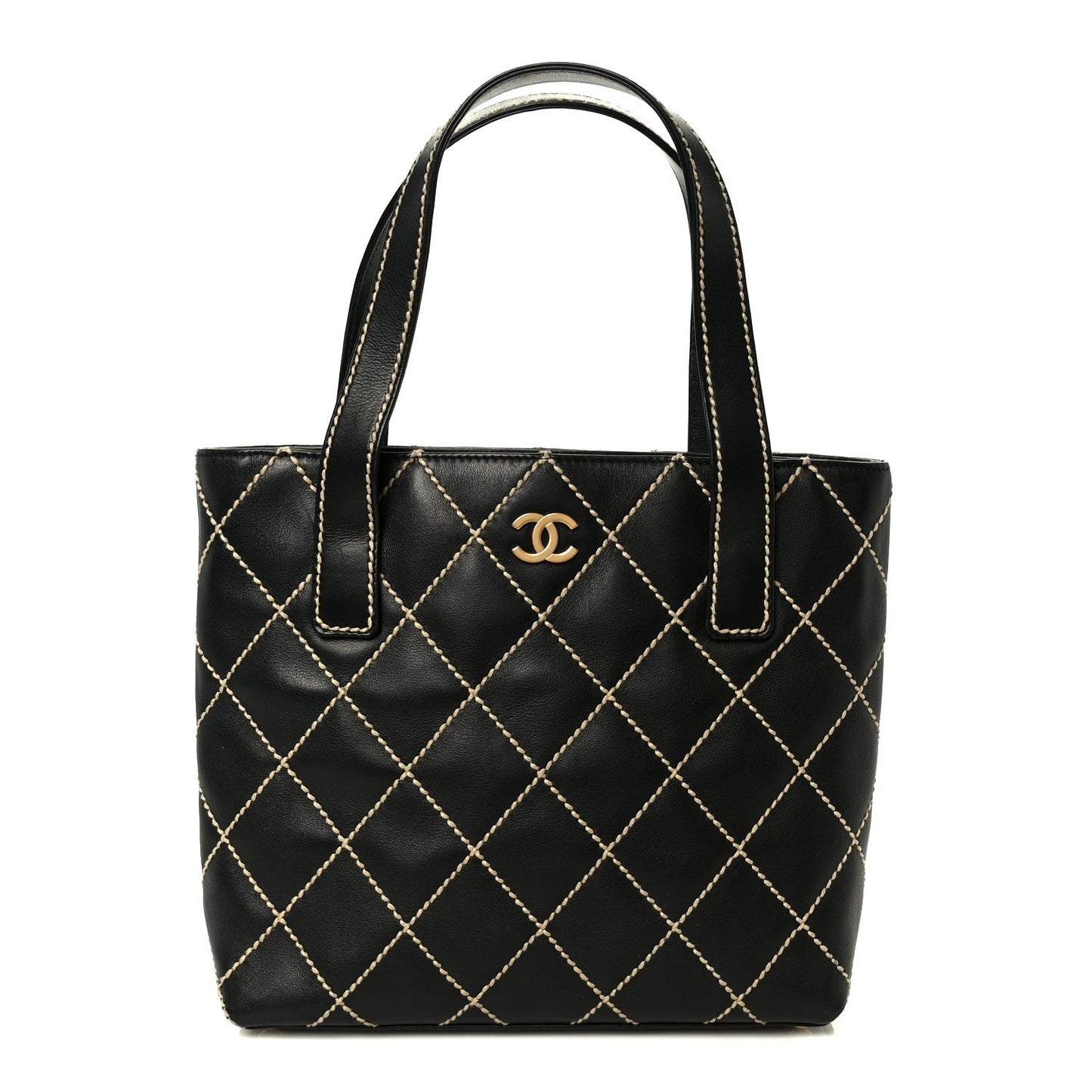 Calfskin Wild Stitch Tote Black
