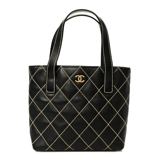 Calfskin Wild Stitch Tote Black