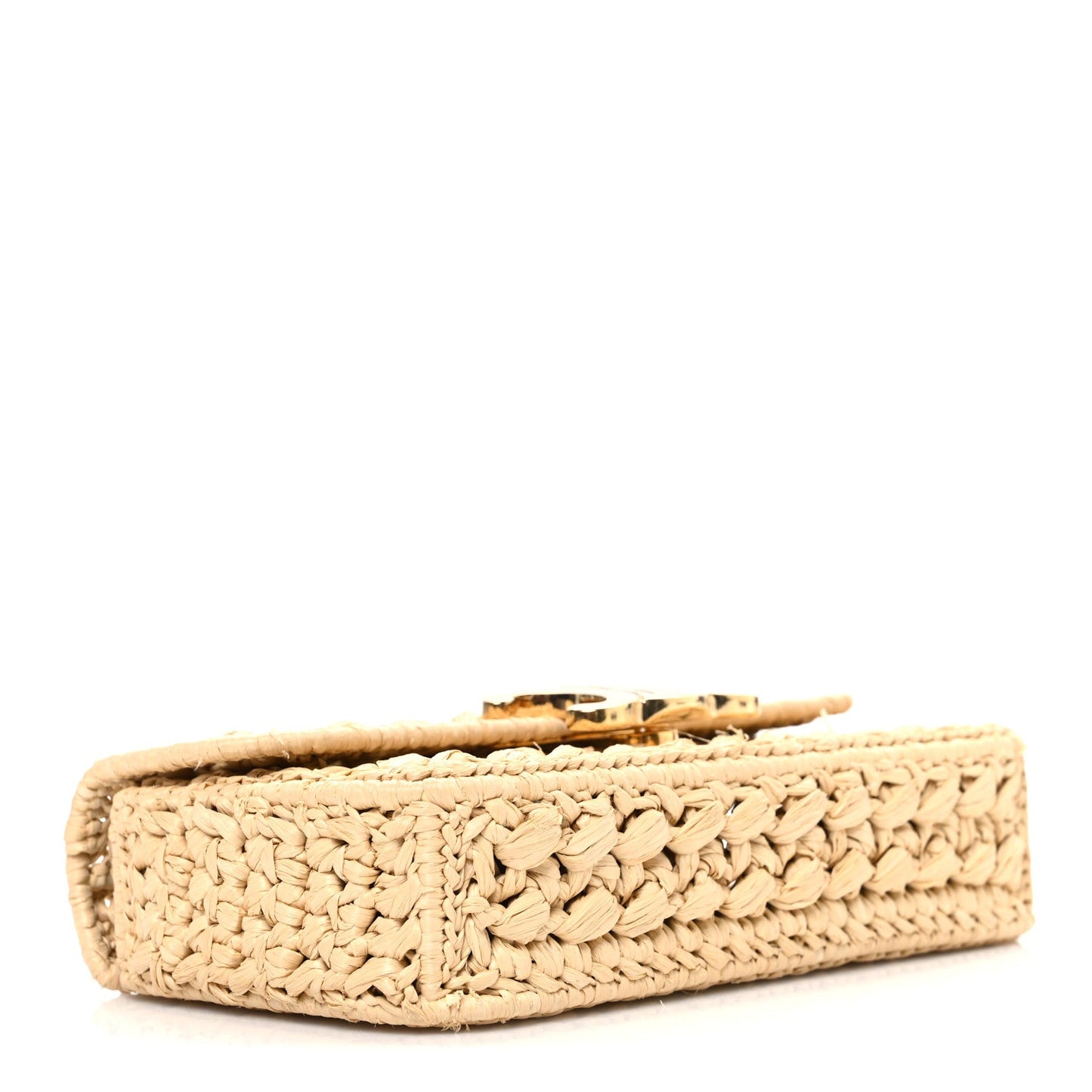 Raffia Effect Claude Chain Shoulder Bag Natural