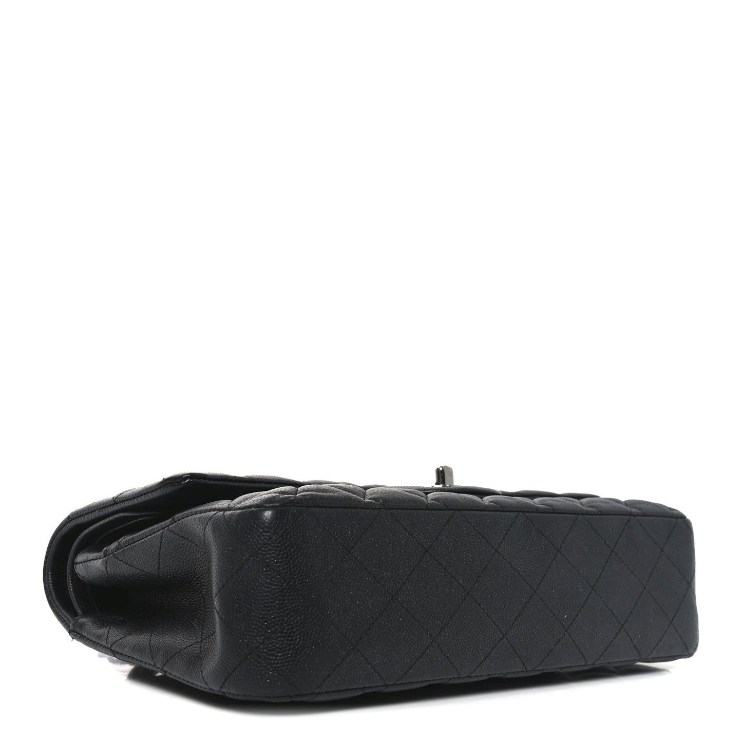 Iridescent Caviar Quilted Medium Double Flap Black