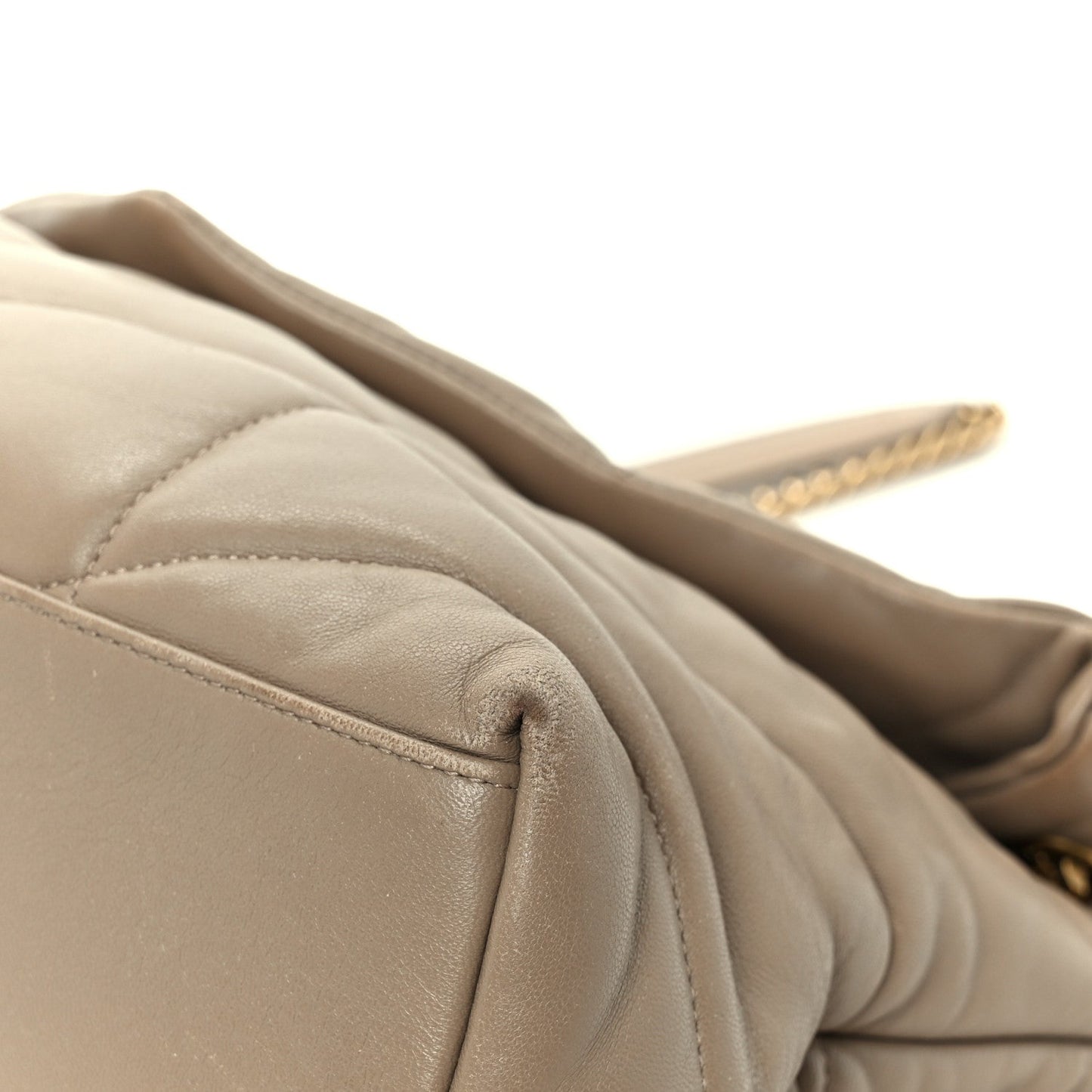 Lambskin Quilted Medium Loulou Puffer Monogram Chain Satchel Dusty Grey