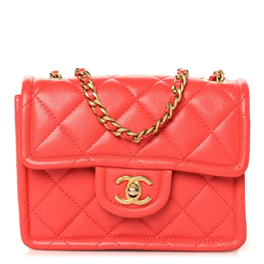Caviar Quilted Mini Sweet Classic Flap Red