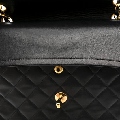 Lambskin Quilted Medium Double Flap Black