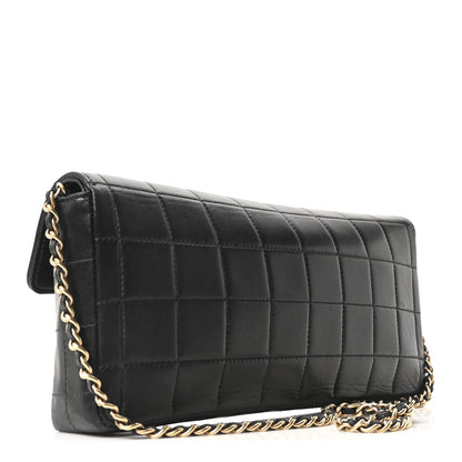 Lambskin East West Chocolate Bar Flap Black