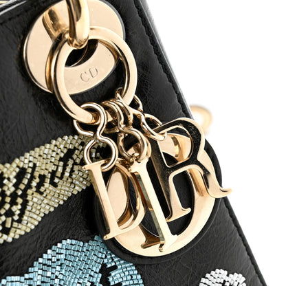 Calfskin Beaded Mini Lady Dior Black