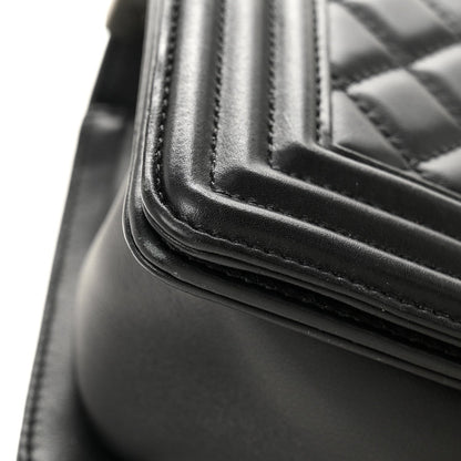 Lambskin Quilted Small Boy Flap Black