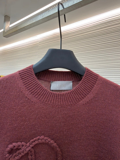 Dior 2025 Ribbon Knit Sweater Burgundy Wool 746473