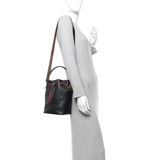 Vitello Grace F is Fendi Stamp Patch Perforated Small Mon Tresor Bucket Bag Black