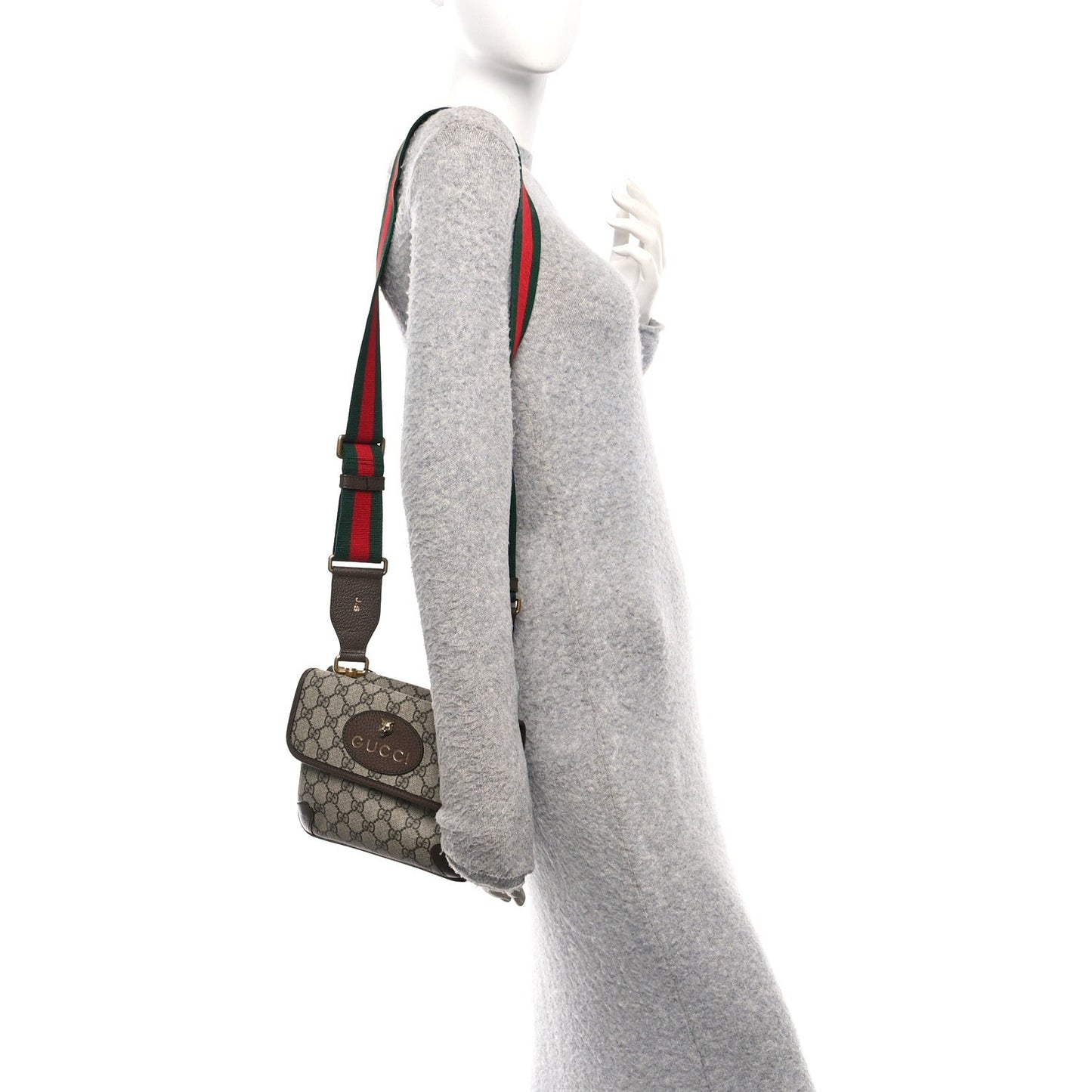 GG Supreme Monogram Web Small Neo Vintage Double Flap Messenger Bag Beige New Acero