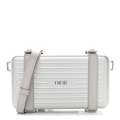 X RIMOWA Aluminum Personal Clutch On Strap Silver