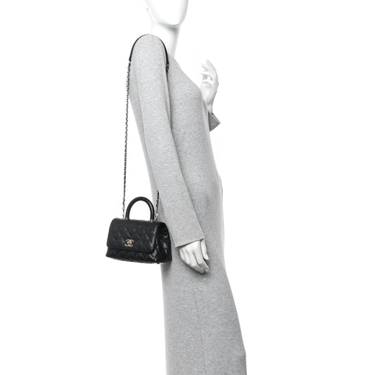 Caviar Quilted Extra Mini Coco Handle Flap Black