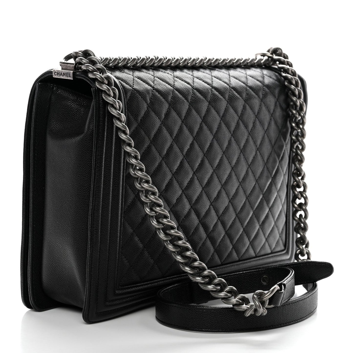Caviar Quilted Large Boy Flap Black