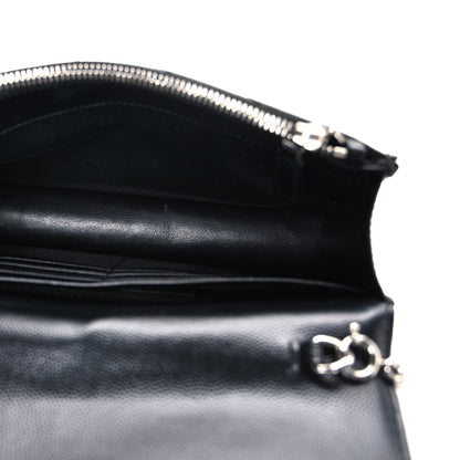 Grain De Poudre Matelasse Chevron Monogram Chain Wallet Black