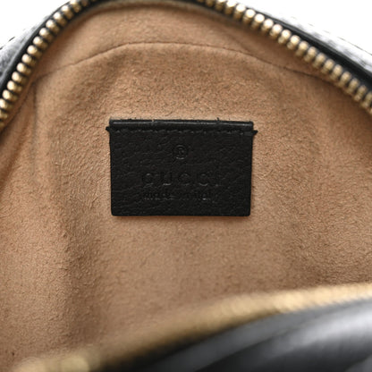 Grained Calfskin Web Mini Ophidia Round Shoulder Bag Black