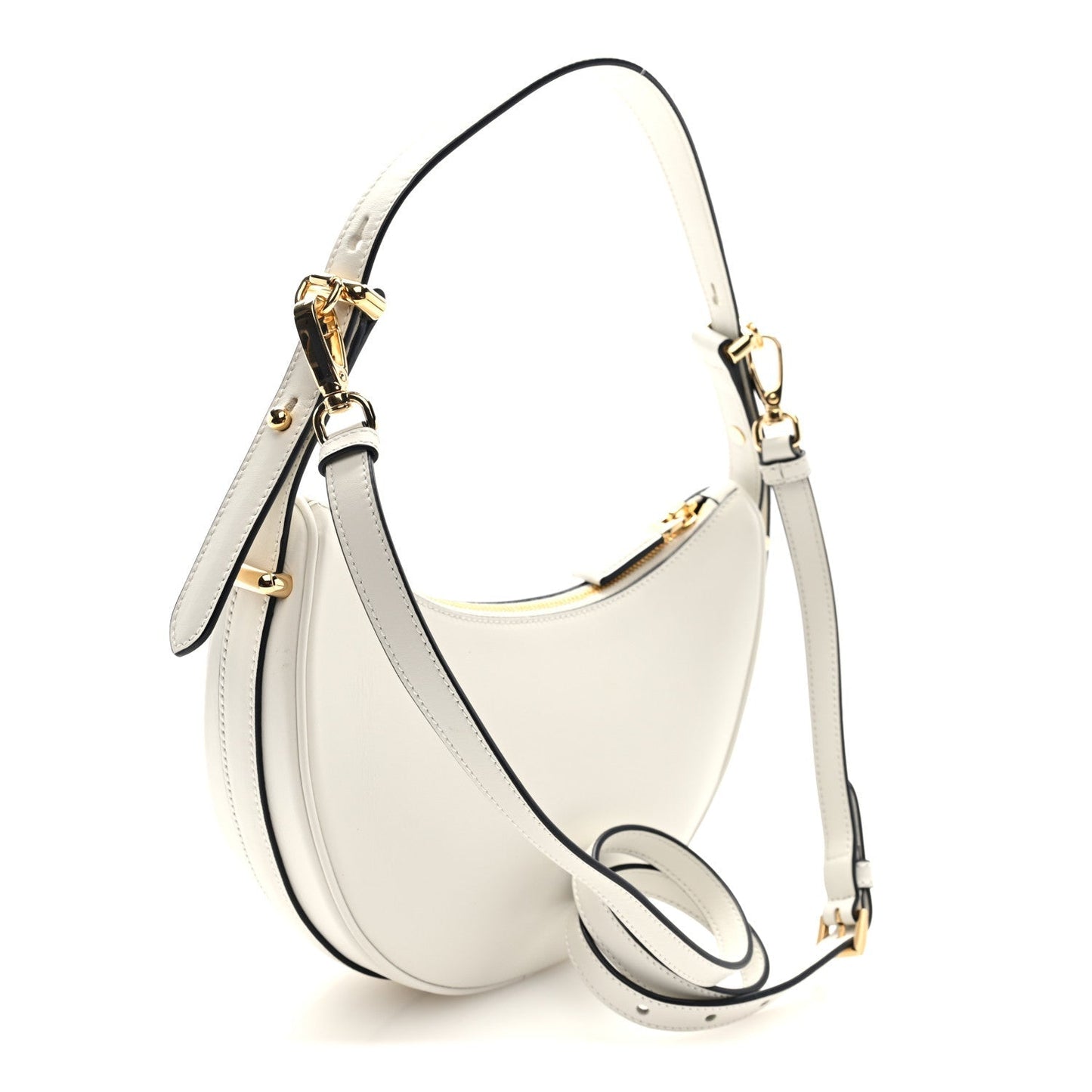 Soft Calfskin Arque Shoulder Bag White