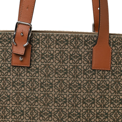 Jacquard Anagram Calfskin Buckle Tote Green