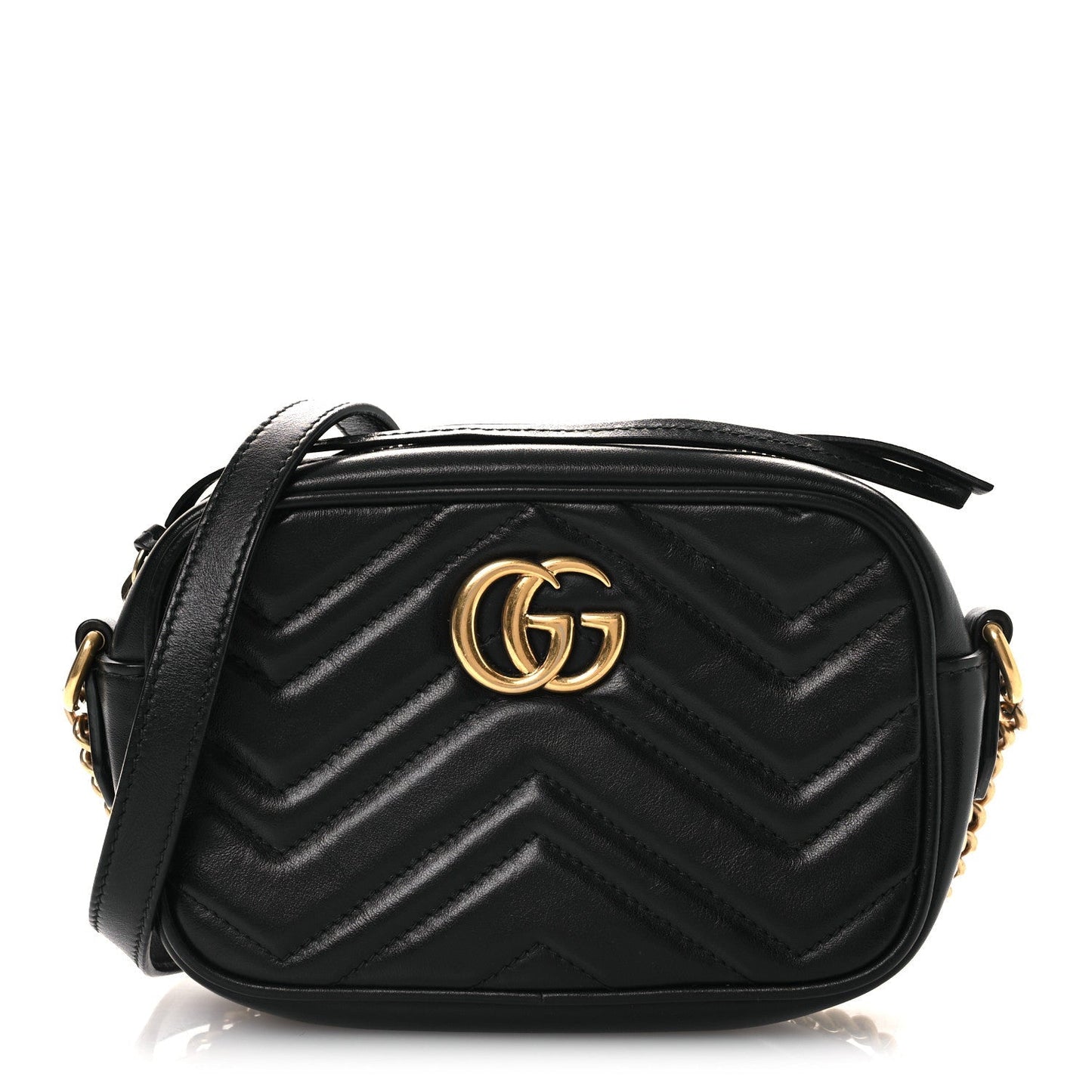 Calfskin Matelasse Mini GG Marmont Chain Shoulder Bag Black