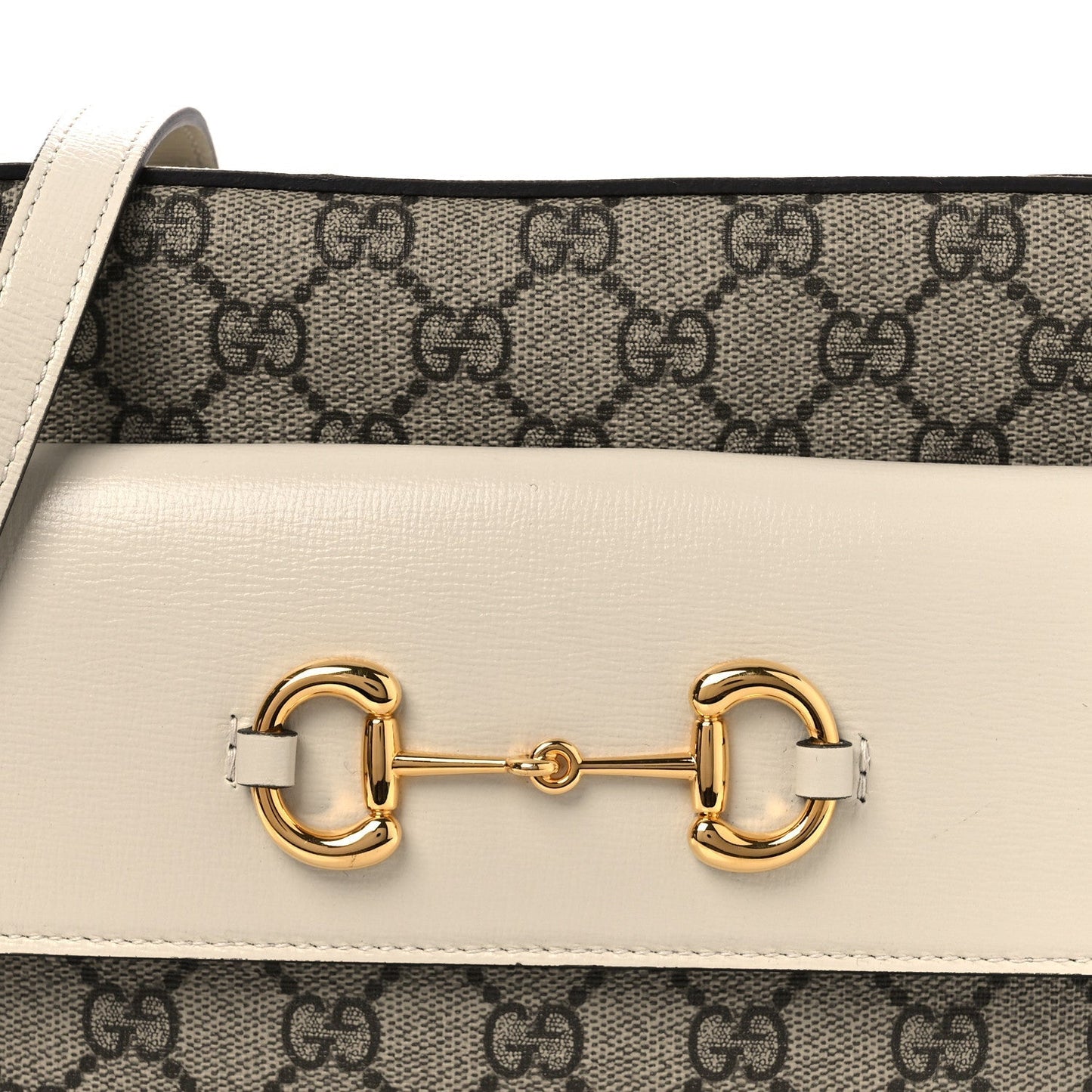GG Supreme Monogram Small Horsebit 1955 Shoulder Bag Beige Mystic White