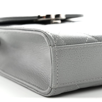Grained Calfskin Quilted CC Box Clutch With Chain Grey