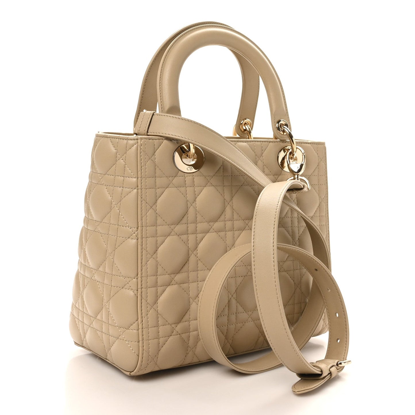 Lambskin Cannage Medium Lady Dior Sand